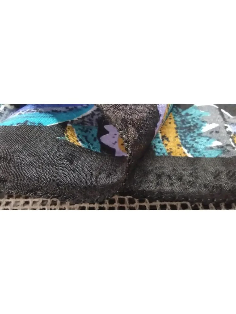 Picasso Inspired Art Tribal Scarf PURE SILK INDIA VINTAGE 80s Purple Black Swirl